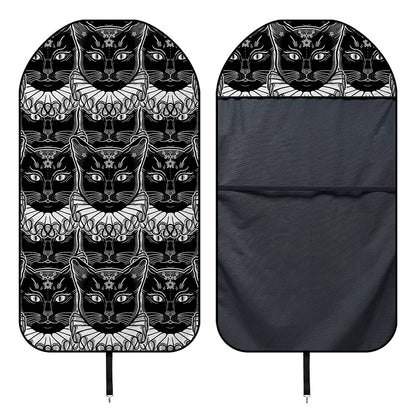 Black And White Gothic Wiccan Cat Print Waterproof Car Seat Cover