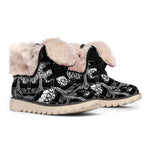 Black And White Gothic Wiccan Cat Print Winter Boots