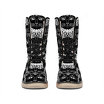 Black And White Gothic Wiccan Cat Print Winter Boots
