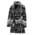 Black And White Gothic Wiccan Cat Print Women's Bathrobe