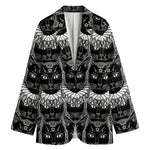 Black And White Gothic Wiccan Cat Print Women's Blazer