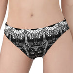 Black And White Gothic Wiccan Cat Print Women's Panties