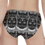 Black And White Gothic Wiccan Cat Print Women's Panties