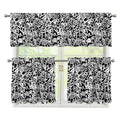 Black And White Graffiti Pattern Print 3 Piece Kitchen Curtains