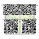 Black And White Graffiti Pattern Print 3 Piece Kitchen Curtains