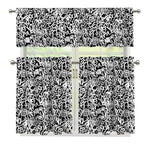 Black And White Graffiti Pattern Print 3 Piece Kitchen Curtains
