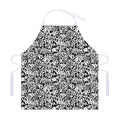 Black And White Graffiti Pattern Print Adjustable Apron