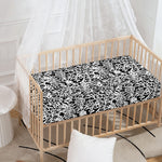 Black And White Graffiti Pattern Print Baby Crib Sheet