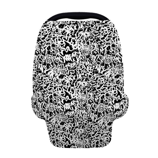 Black And White Graffiti Pattern Print Baby Seat Cover
