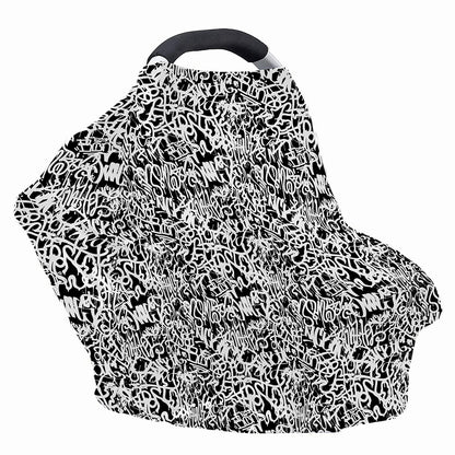 Black And White Graffiti Pattern Print Baby Seat Cover