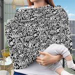 Black And White Graffiti Pattern Print Baby Seat Cover