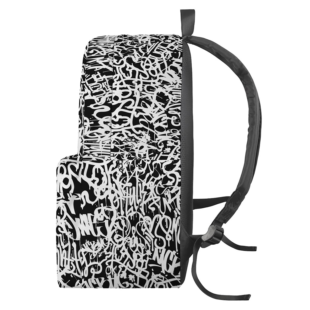 Black And White Graffiti Pattern Print Backpack