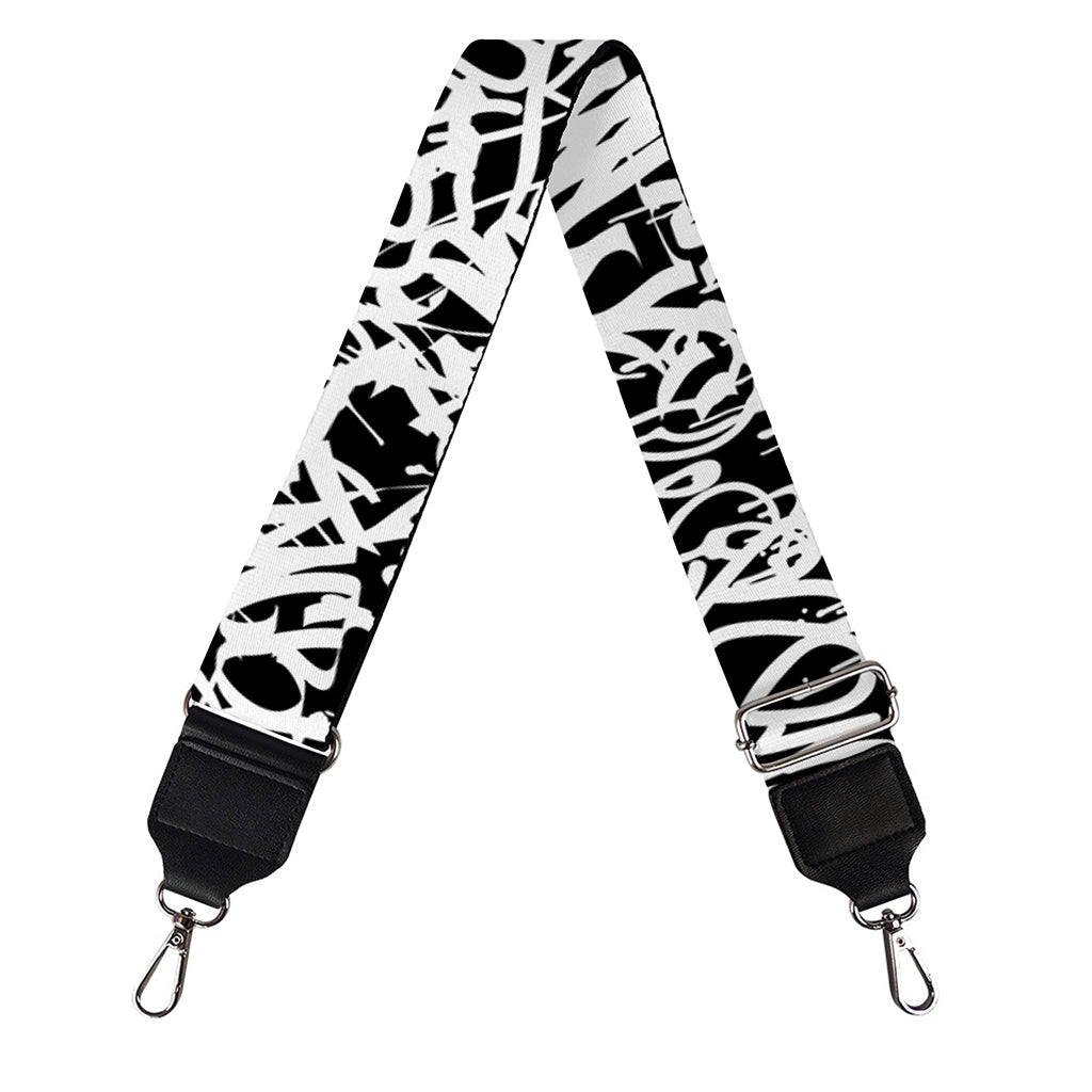Black And White Graffiti Pattern Print Bag Strap