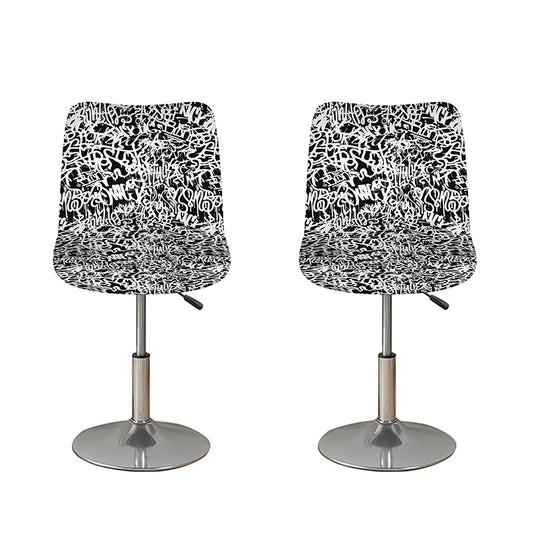 Black And White Graffiti Pattern Print Bar Stool Covers