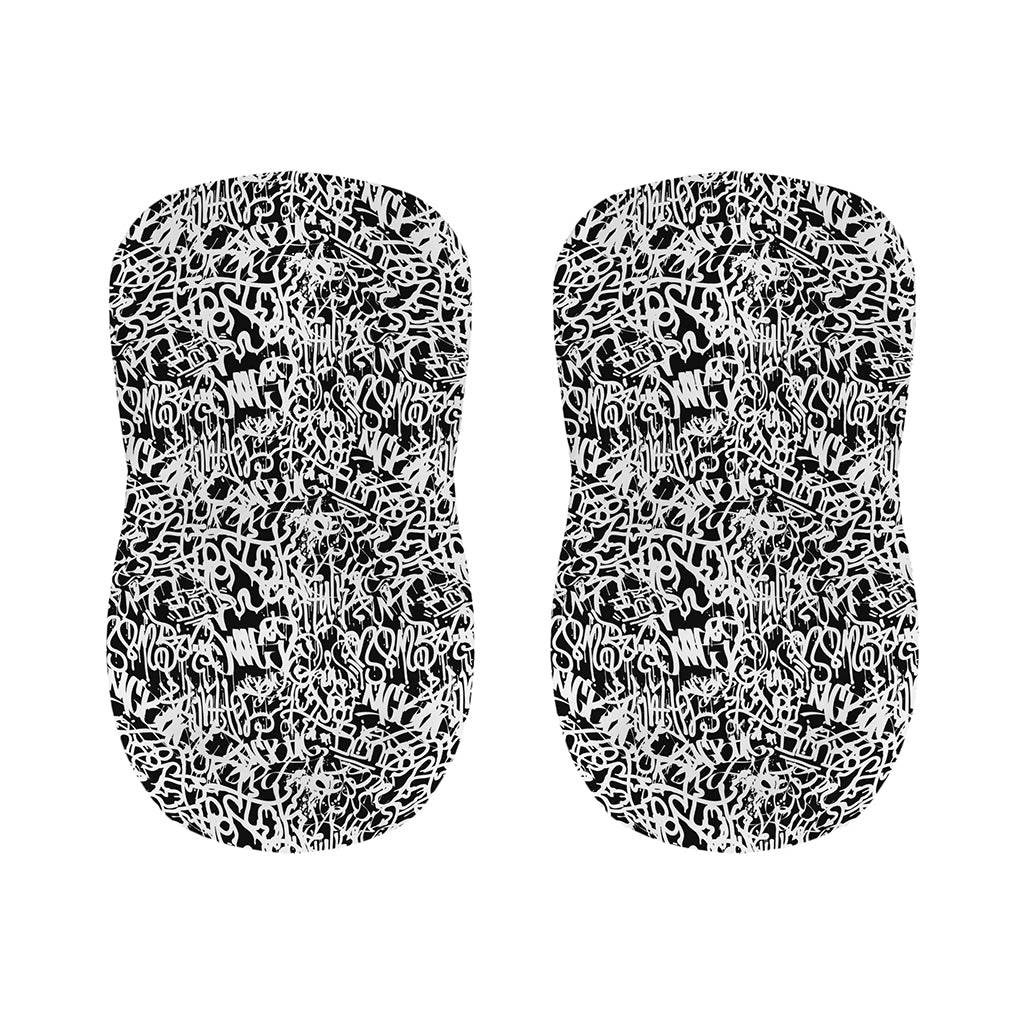 Black And White Graffiti Pattern Print Bar Stool Covers