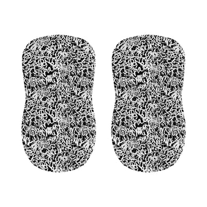 Black And White Graffiti Pattern Print Bar Stool Covers
