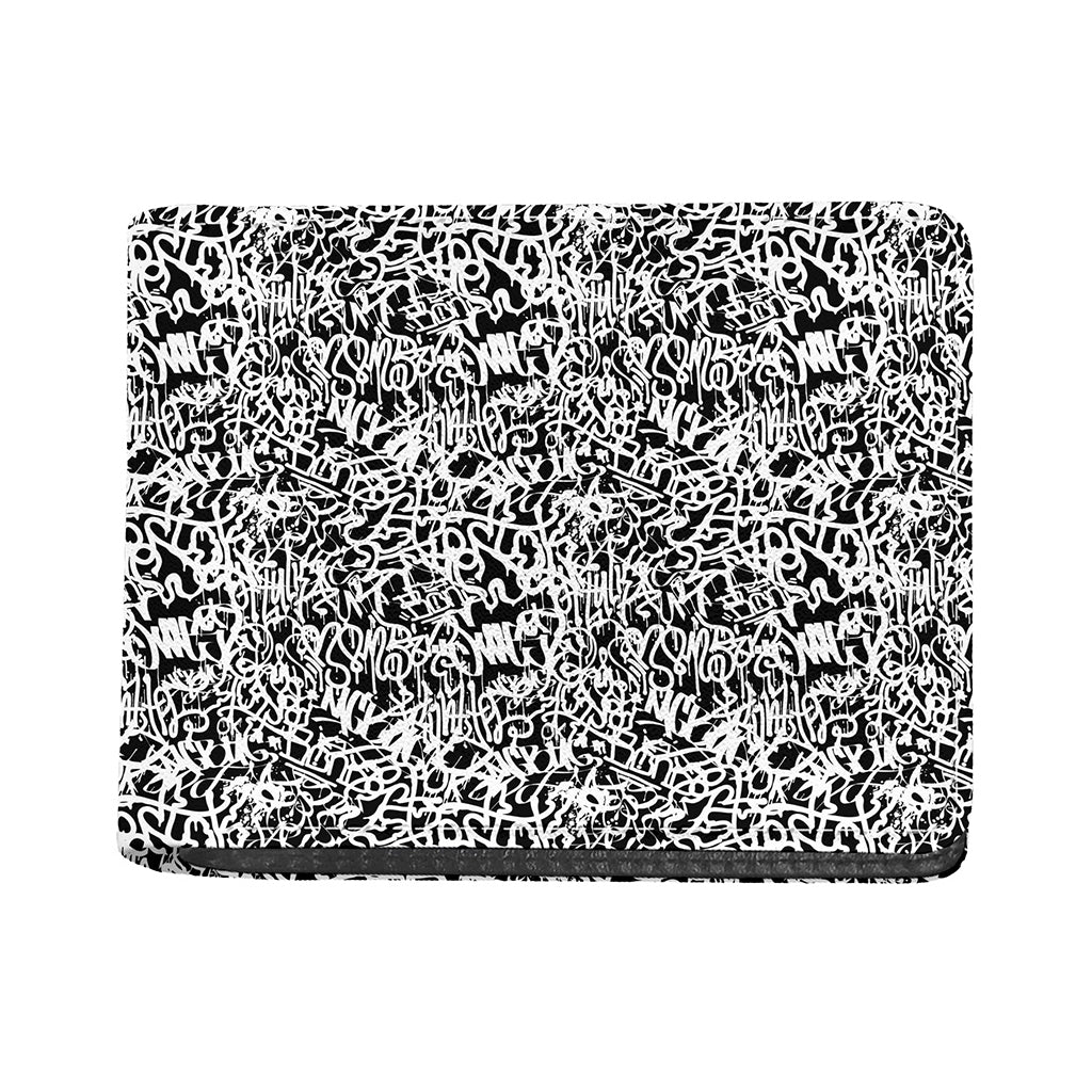 Black And White Graffiti Pattern Print Bifold Wallet