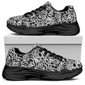 Black And White Graffiti Pattern Print Black Chunky Shoes