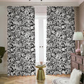 Black And White Graffiti Pattern Print Dimout Pencil Pleat Curtains