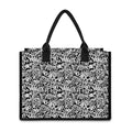 Black And White Graffiti Pattern Print Canvas Tote Bag