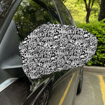 Black And White Graffiti Pattern Print Car Side Mirror Covers
