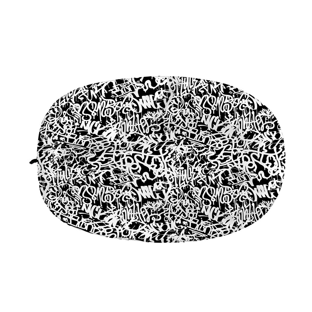 Black And White Graffiti Pattern Print Car Side Mirror Covers