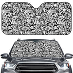 Black And White Graffiti Pattern Print Car Windshield Sun Shade