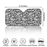 Black And White Graffiti Pattern Print Car Windshield Sun Shade