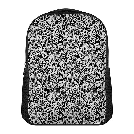 Black And White Graffiti Pattern Print Casual Backpack