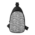 Black And White Graffiti Pattern Print Chest Bag