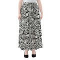 Black And White Graffiti Pattern Print Chiffon Maxi Skirt