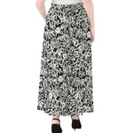 Black And White Graffiti Pattern Print Chiffon Maxi Skirt