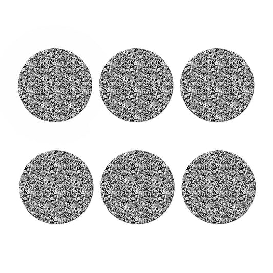 Black And White Graffiti Pattern Print Coaster Set