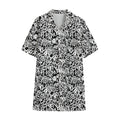 Black And White Graffiti Pattern Print Cotton Hawaiian Shirt