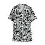 Black And White Graffiti Pattern Print Cotton Hawaiian Shirt