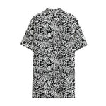 Black And White Graffiti Pattern Print Cotton Hawaiian Shirt