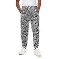 Black And White Graffiti Pattern Print Cotton Sweatpants