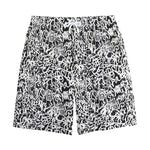 Black And White Graffiti Pattern Print Cotton Shorts
