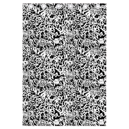 Black And White Graffiti Pattern Print Curtain