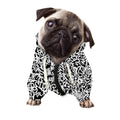 Black And White Graffiti Pattern Print Dog Zip Up Hoodie