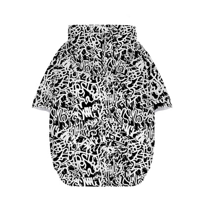 Black And White Graffiti Pattern Print Dog Zip Up Hoodie
