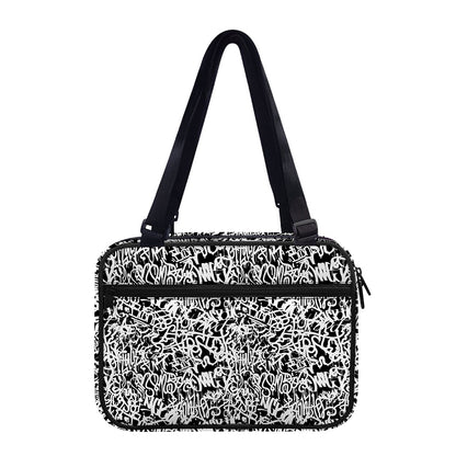 Black And White Graffiti Pattern Print Double Strap Bible Bag