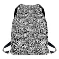 Black And White Graffiti Pattern Print Drawstring Backpack