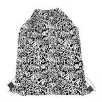Black And White Graffiti Pattern Print Drawstring Bag