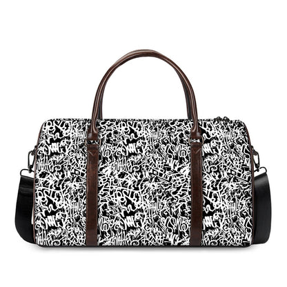 Black And White Graffiti Pattern Print Duffle Bag
