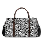 Black And White Graffiti Pattern Print Duffle Bag