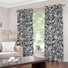 Black And White Graffiti Pattern Print Extra Wide Grommet Curtains