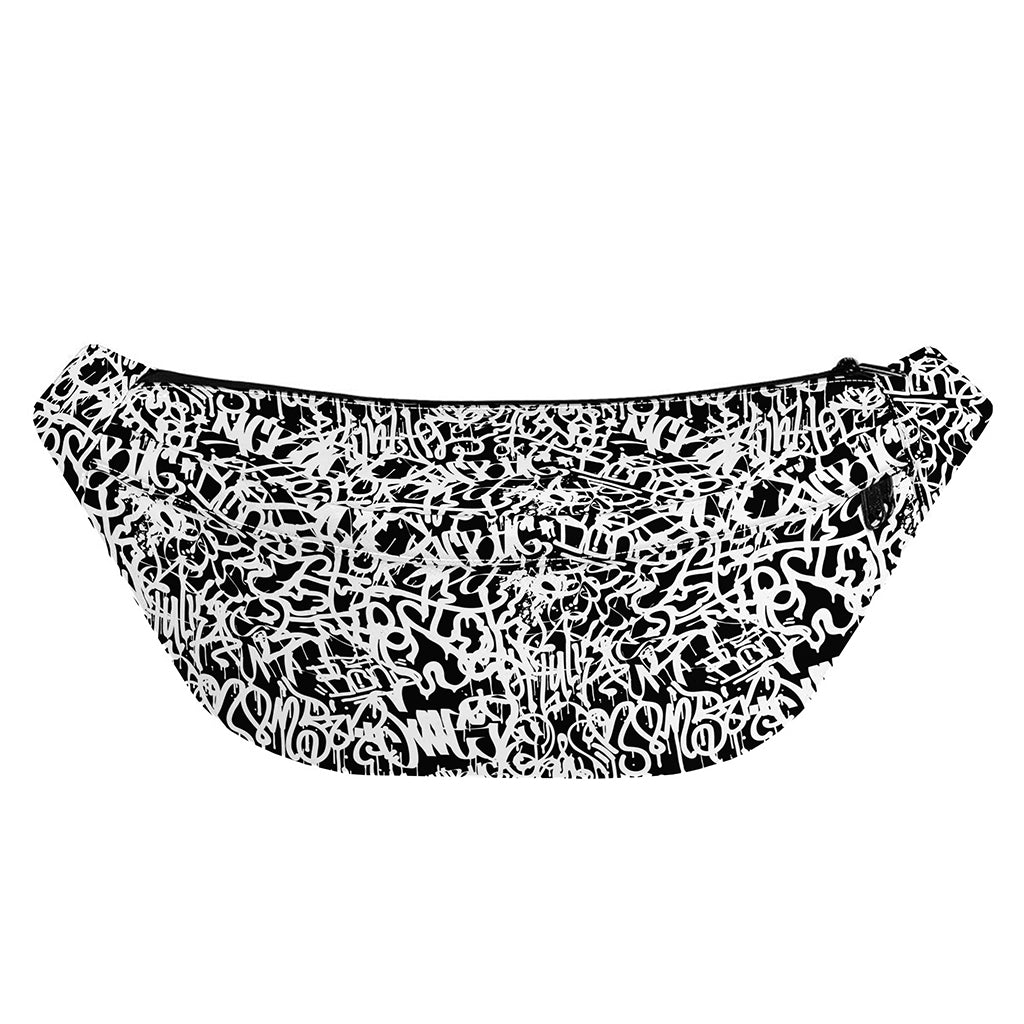 Black And White Graffiti Pattern Print Fanny Pack
