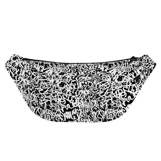 Black And White Graffiti Pattern Print Fanny Pack