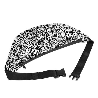 Black And White Graffiti Pattern Print Fanny Pack